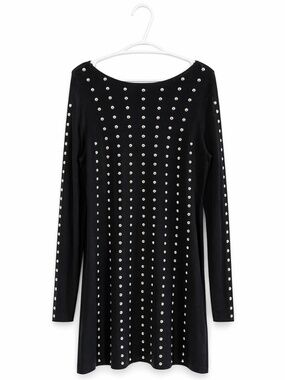 INC International Concepts Black Studded Long Sleeve Shift Dress – Size Large EU